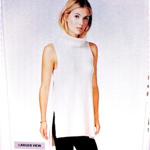 Bar III Cream Sleeveless Cowl Neck Sweater